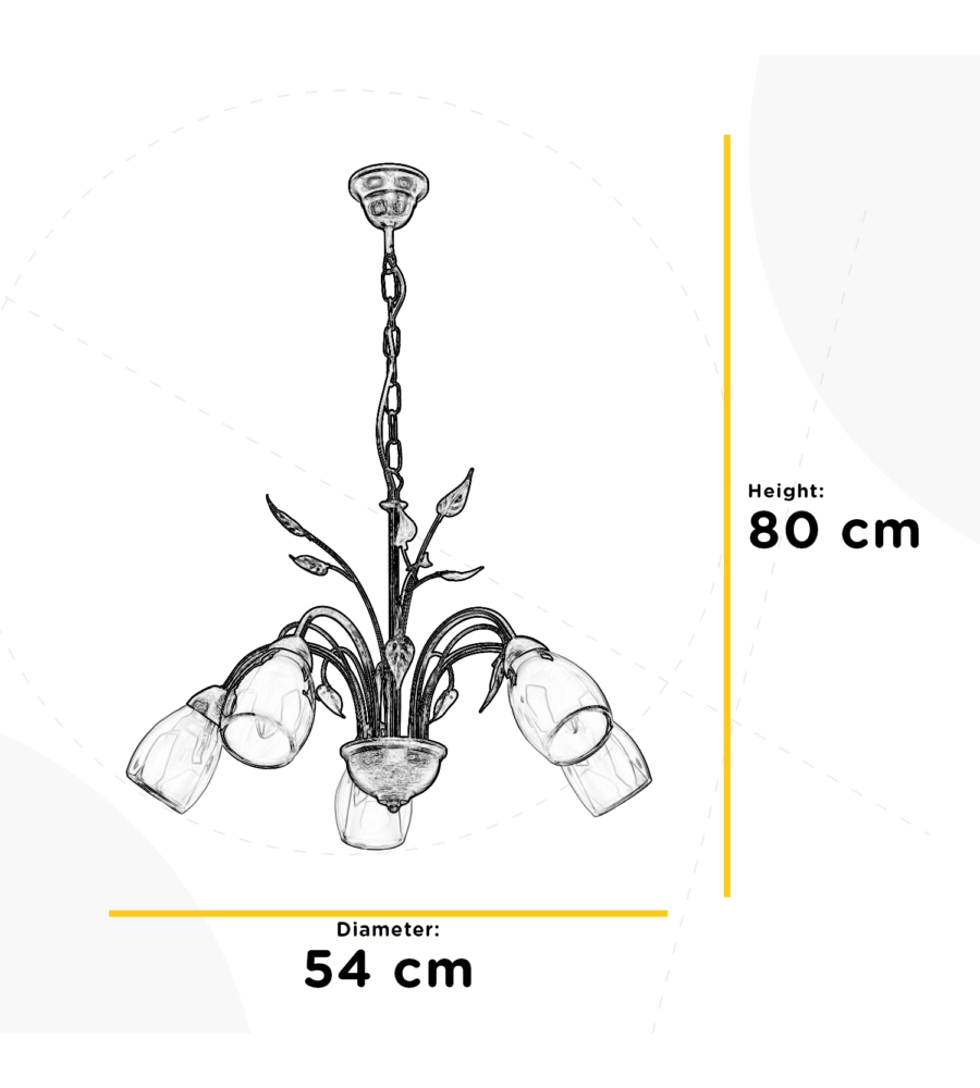 LAMPADARIO 5 LUCI ONLI "LILIANA" BRONZO E14